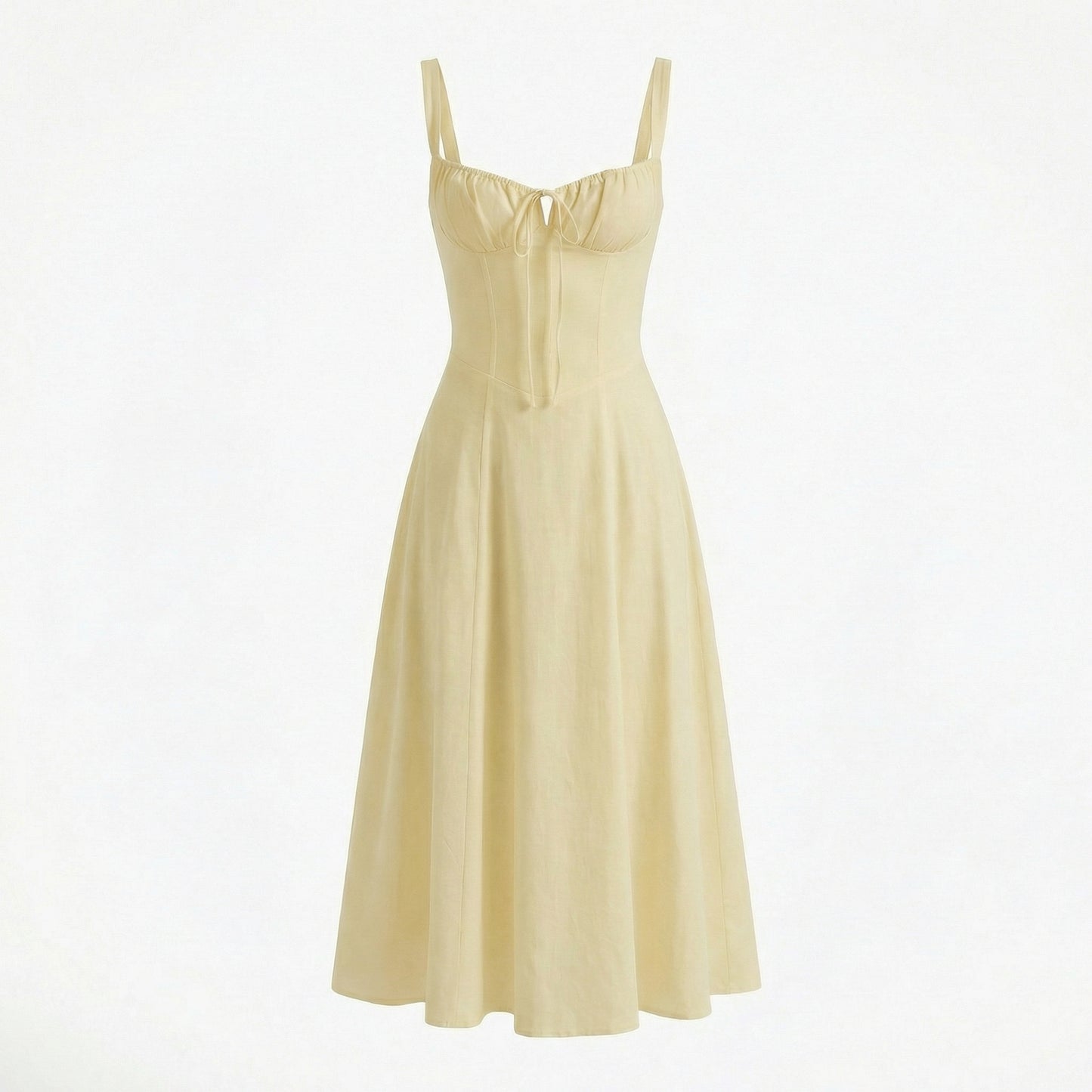 Lina | Women’s Lace-Up Sweetheart Midi Dress