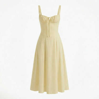 Lina | Women’s Lace-Up Sweetheart Midi Dress