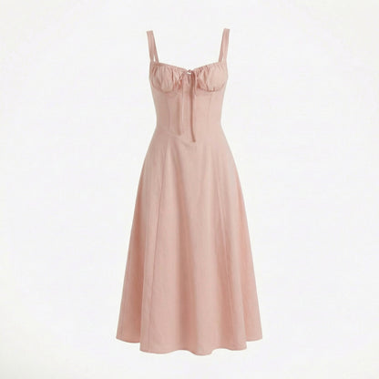 Lina | Women’s Lace-Up Sweetheart Midi Dress