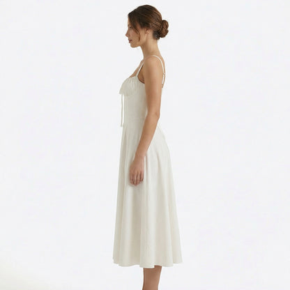 Lina | Women’s Lace-Up Sweetheart Midi Dress