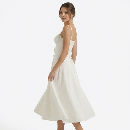 Lina | Women’s Lace-Up Sweetheart Midi Dress