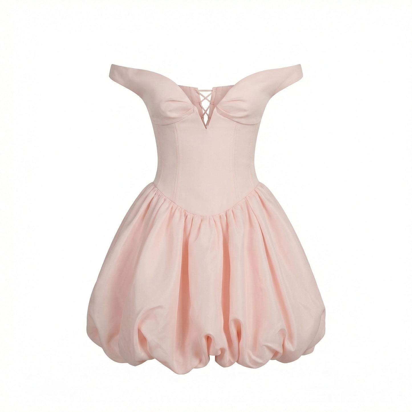 Lucie | Women’s Taffeta Bardot Mini Dress with Zip