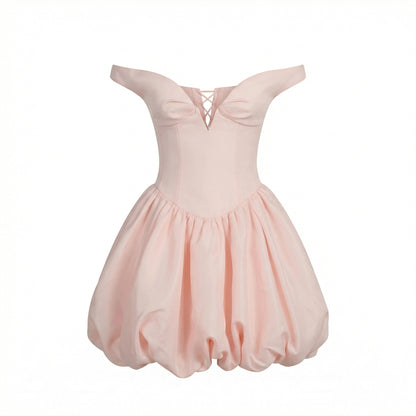 Lucie | Women’s Taffeta Bardot Mini Dress with Zip