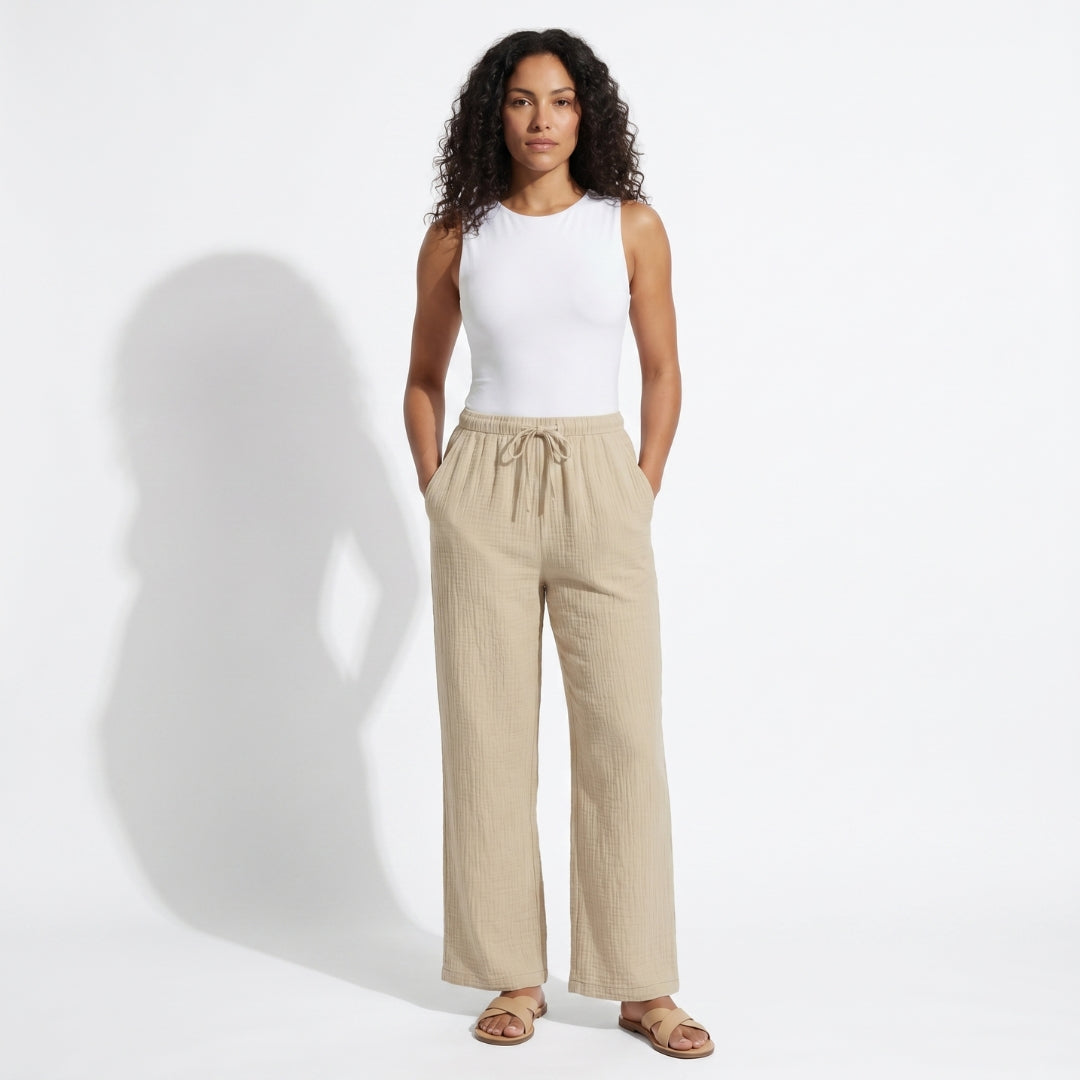 Lucien Women’s Textured Drawstring Wide-Leg Pants