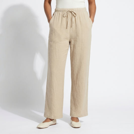 Lucien Women’s Textured Drawstring Wide-Leg Pants