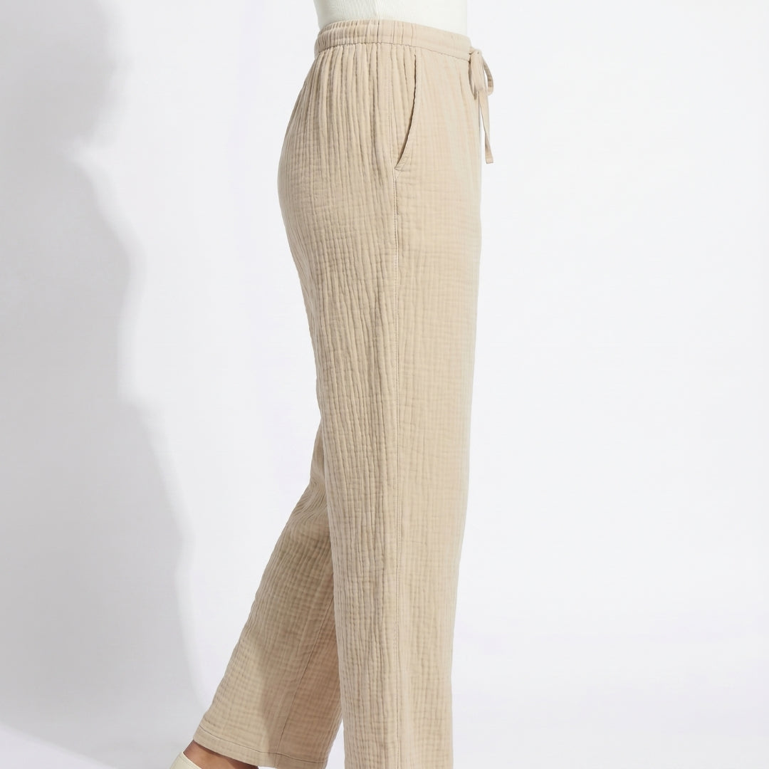 Lucien Women’s Textured Drawstring Wide-Leg Pants