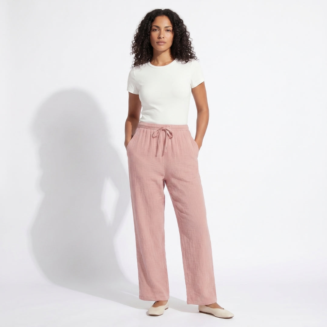 Lucien Women’s Textured Drawstring Wide-Leg Pants