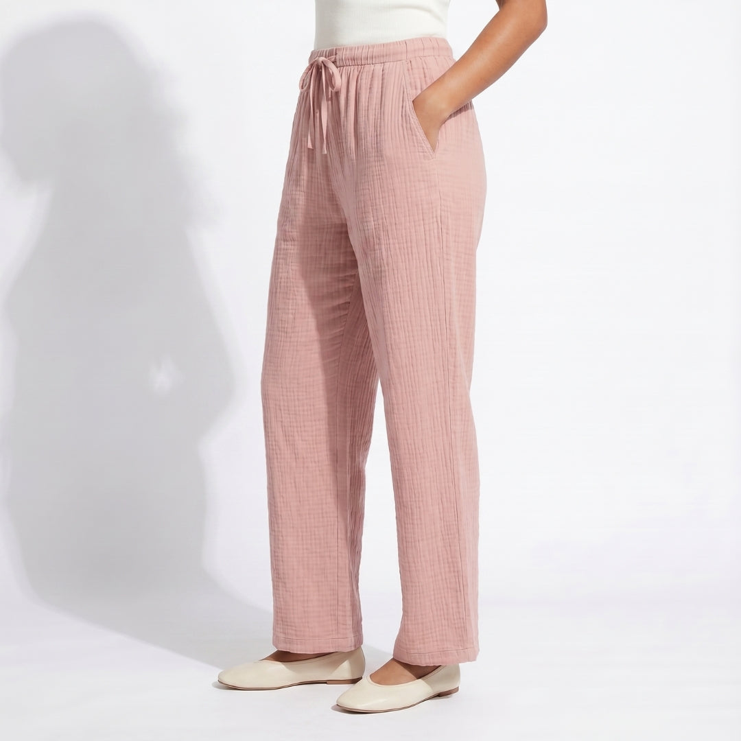 Lucien Women’s Textured Drawstring Wide-Leg Pants