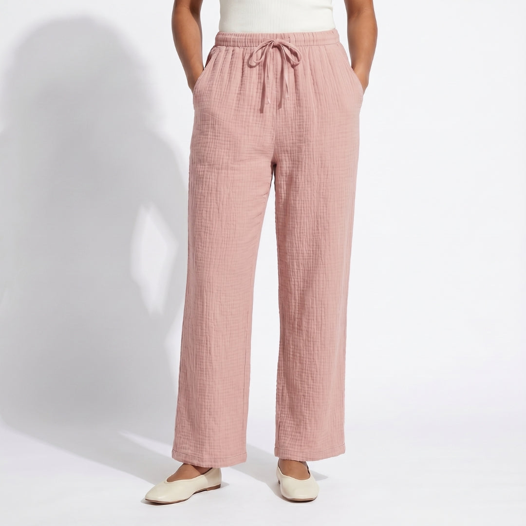 Lucien Women’s Textured Drawstring Wide-Leg Pants