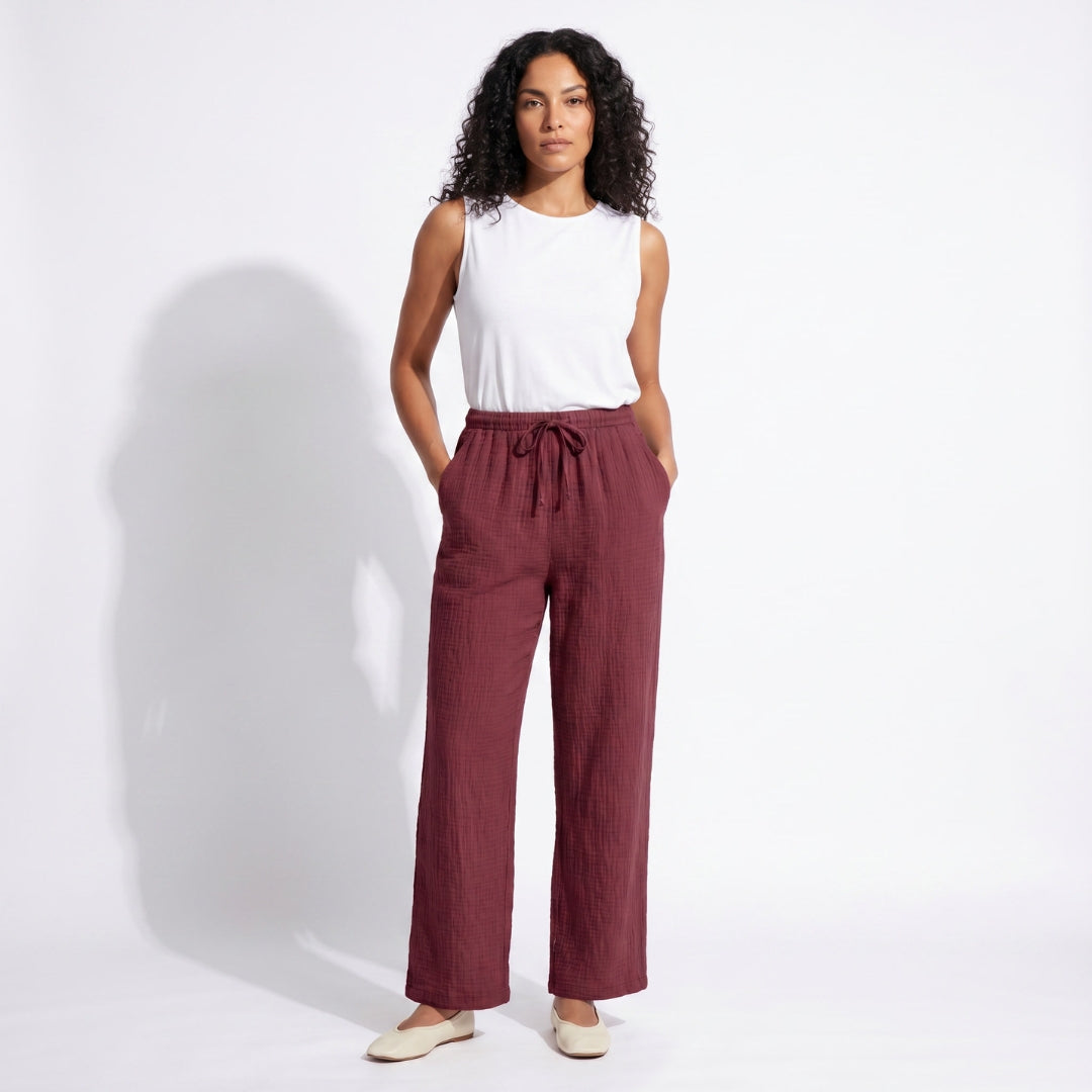 Lucien Women’s Textured Drawstring Wide-Leg Pants