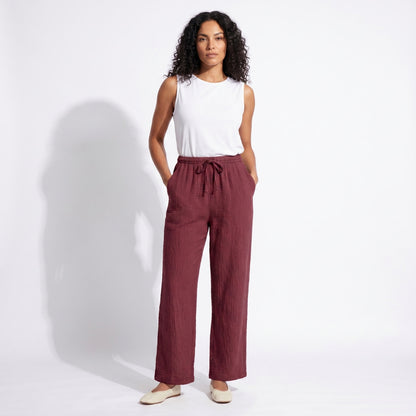Lucien Women’s Textured Drawstring Wide-Leg Pants