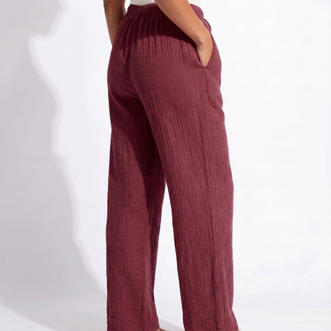 Lucien Women’s Textured Drawstring Wide-Leg Pants