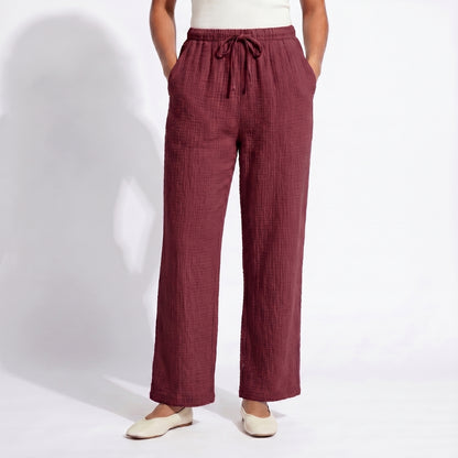 Lucien Women’s Textured Drawstring Wide-Leg Pants