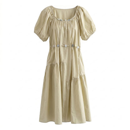 Lucienne Women’s Cotton Puff-Sleeve Tiered Midi Dress