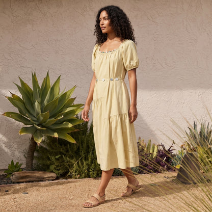 Lucienne Women’s Cotton Puff-Sleeve Tiered Midi Dress