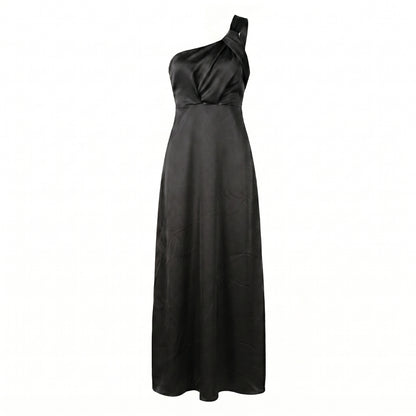 Lucienne Women’s Satin One-Shoulder Maxi Dress