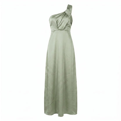 Lucienne Women’s Satin One-Shoulder Maxi Dress