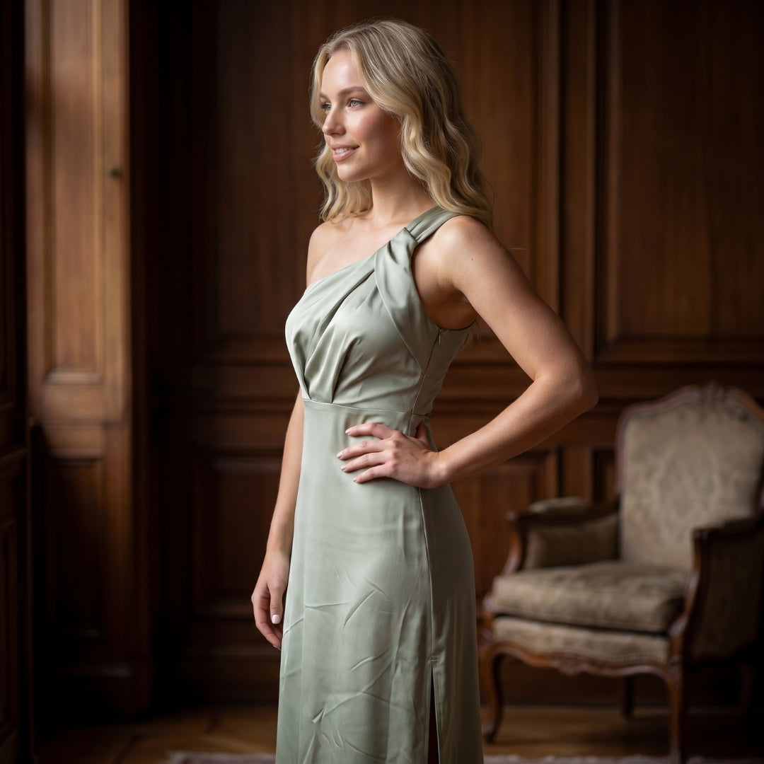 Lucienne Women’s Satin One-Shoulder Maxi Dress