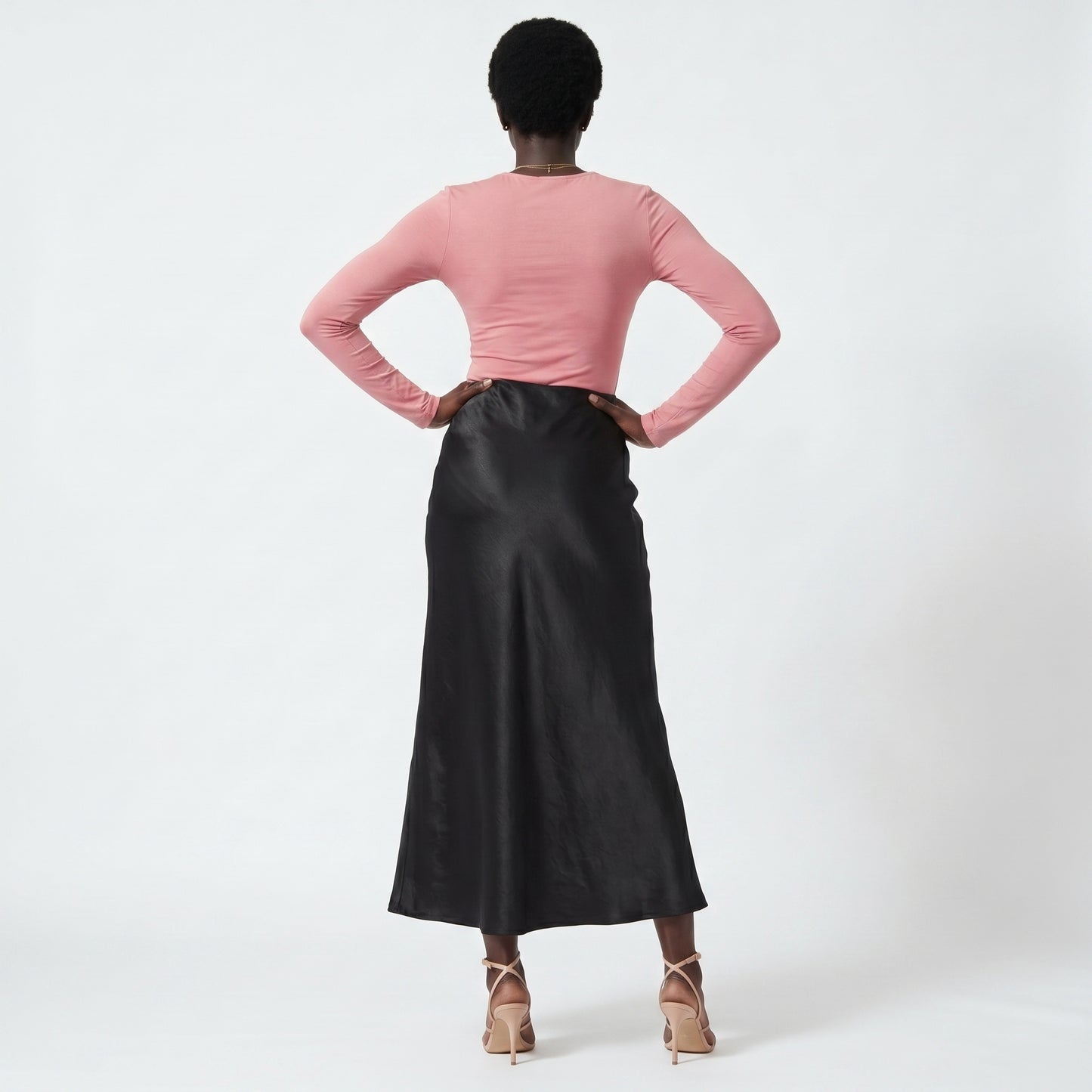 Lumi Women's Maxi Skirt Satin High Waist, Fluid A-Line