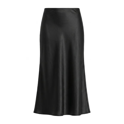 Lumi Women's Maxi Skirt Satin High Waist, Fluid A-Line