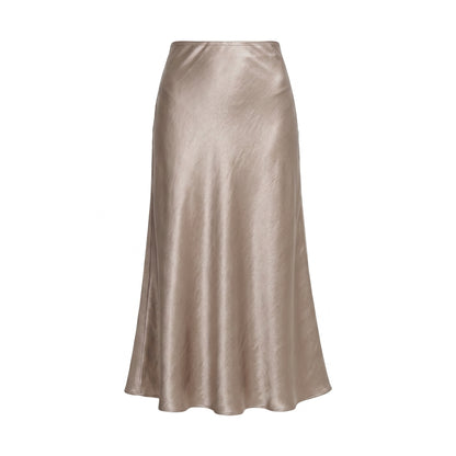 Lumi Women's Maxi Skirt Satin High Waist, Fluid A-Line