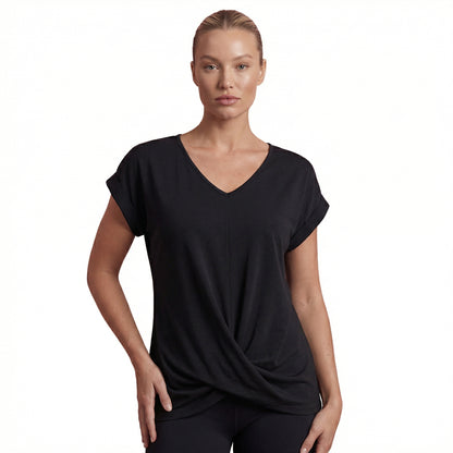 Lydia Women’s Polyester Short-Sleeve Blouse V-Neck Twist