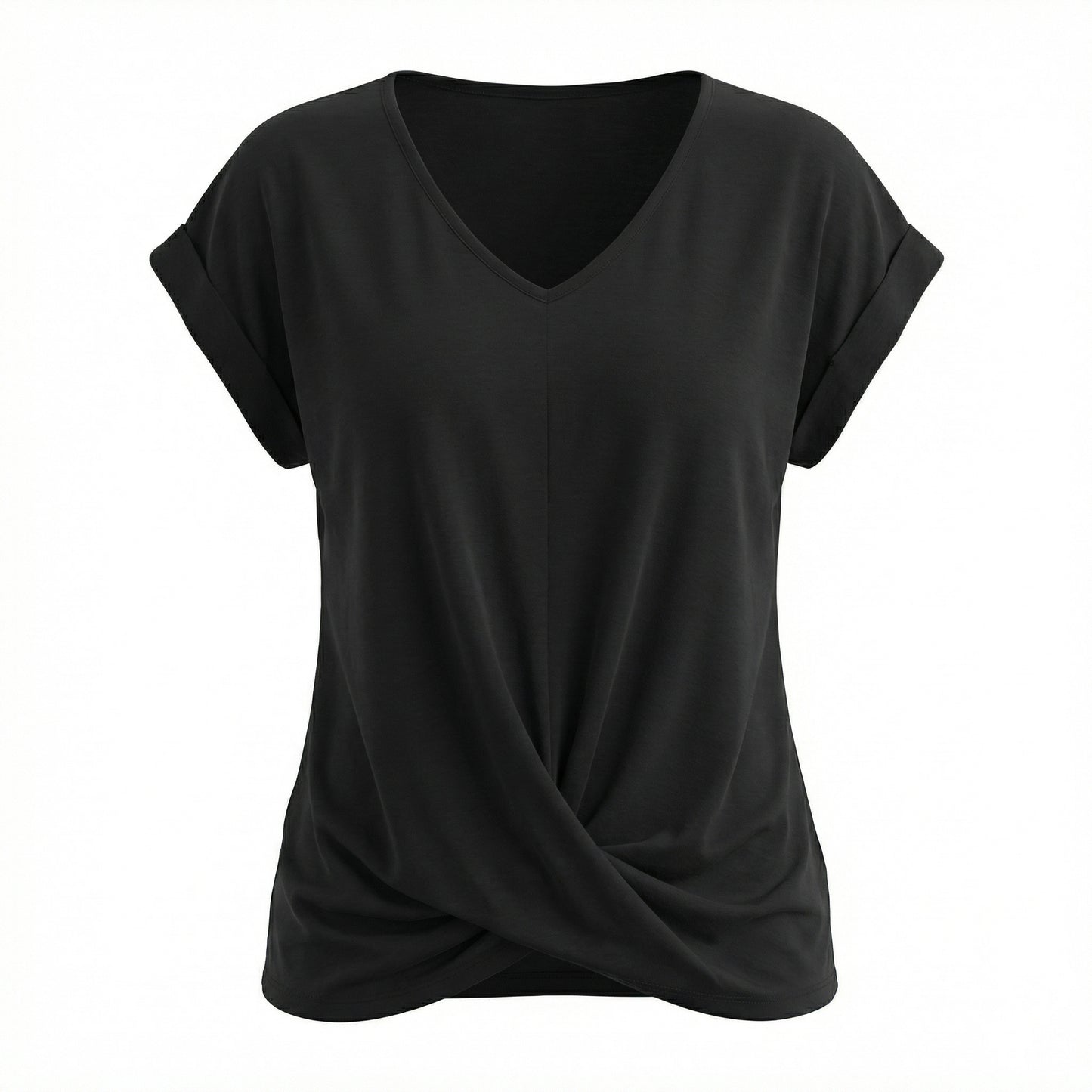 Lydia Women’s Polyester Short-Sleeve Blouse V-Neck Twist