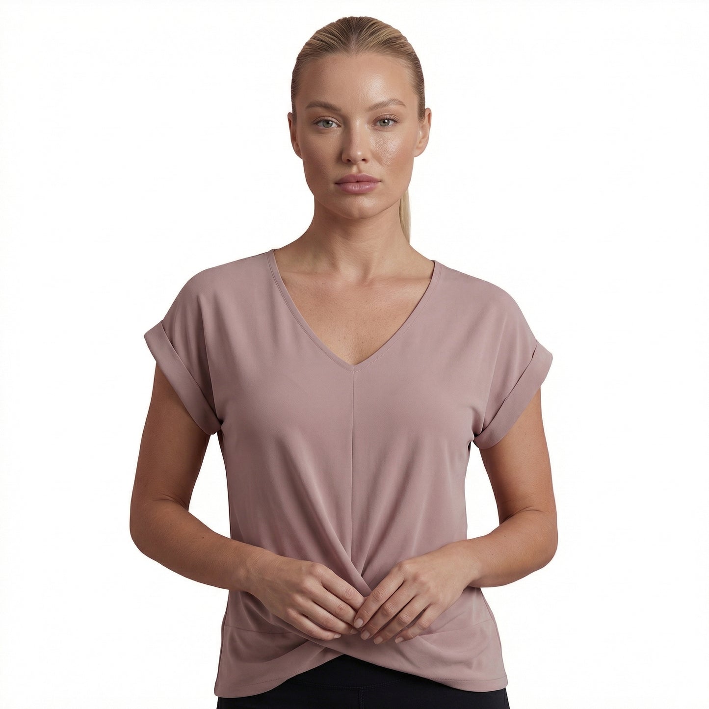 Lydia Women’s Polyester Short-Sleeve Blouse V-Neck Twist