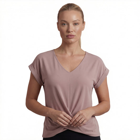 Lydia Women’s Polyester Short-Sleeve Blouse V-Neck Twist