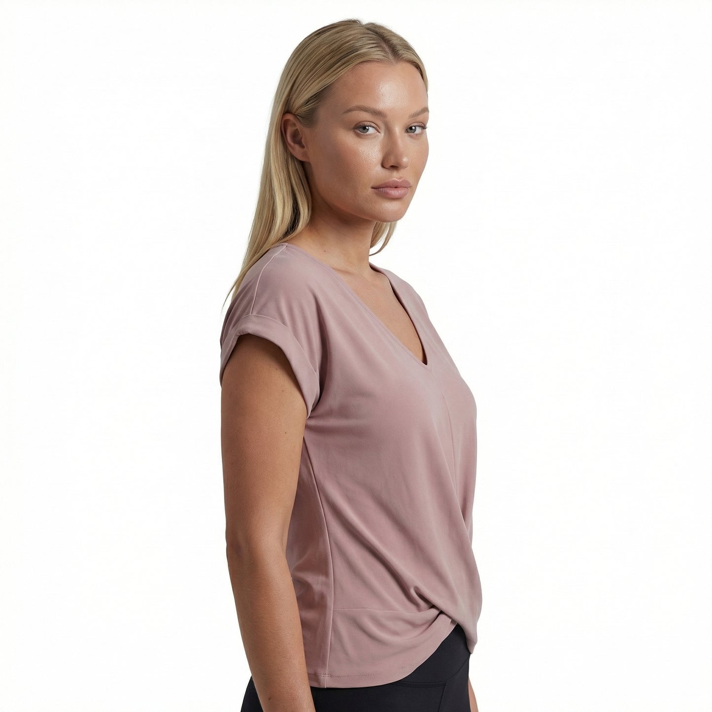 Lydia Women’s Polyester Short-Sleeve Blouse V-Neck Twist