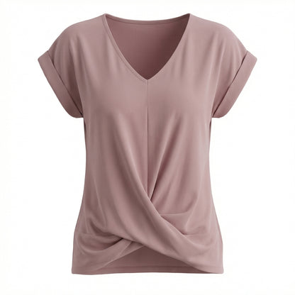 Lydia Women’s Polyester Short-Sleeve Blouse V-Neck Twist