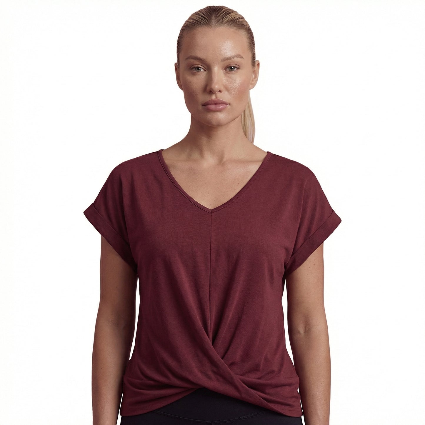 Lydia Women’s Polyester Short-Sleeve Blouse V-Neck Twist