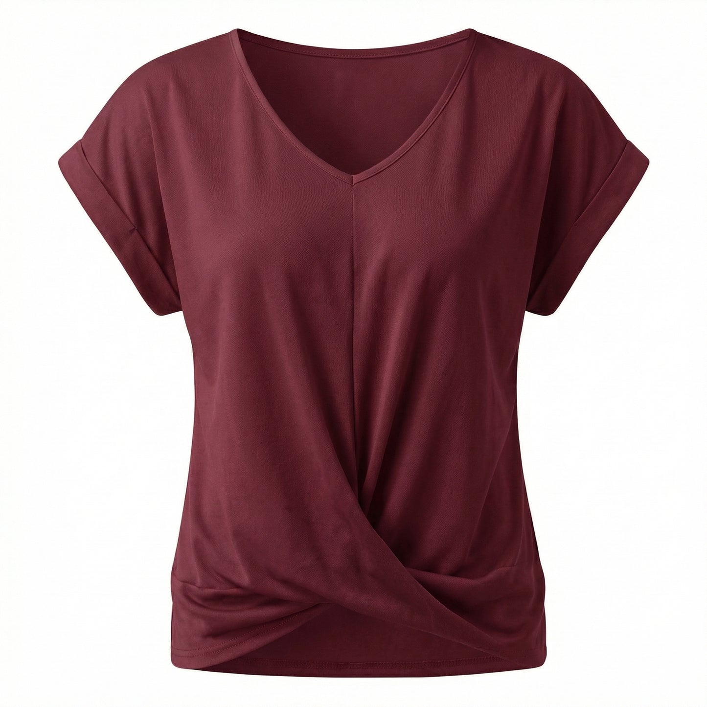 Lydia Women’s Polyester Short-Sleeve Blouse V-Neck Twist