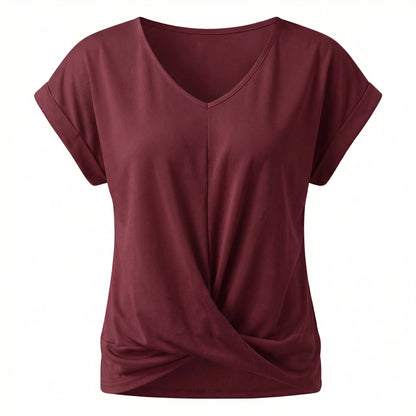 Lydia Women’s Polyester Short-Sleeve Blouse V-Neck Twist