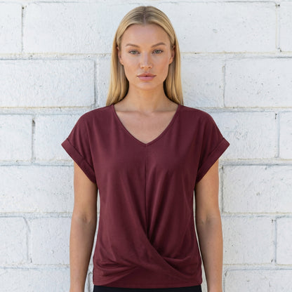 Lydia Women’s Polyester Short-Sleeve Blouse V-Neck Twist