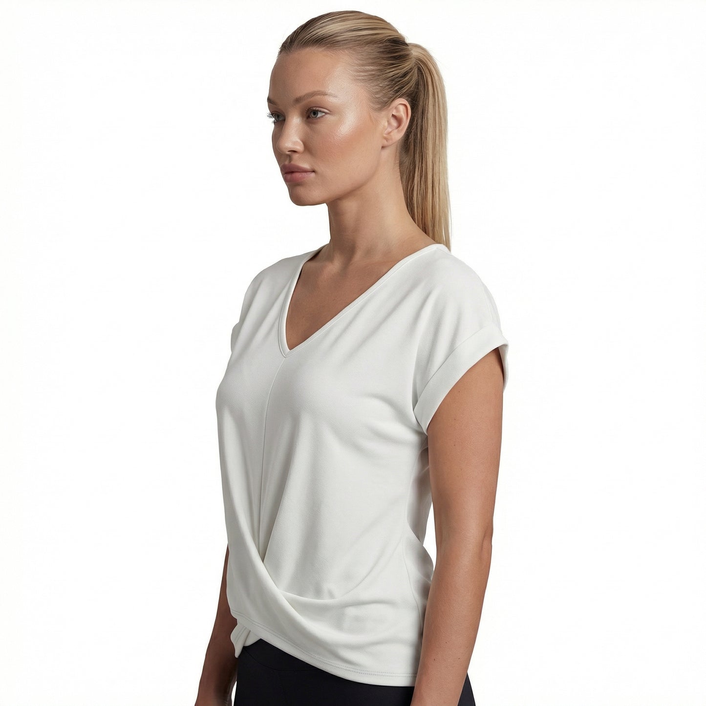 Lydia Women’s Polyester Short-Sleeve Blouse V-Neck Twist