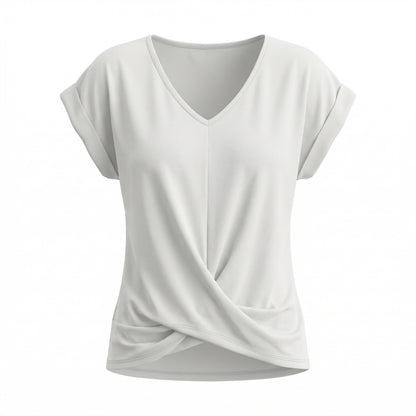 Lydia Women’s Polyester Short-Sleeve Blouse V-Neck Twist