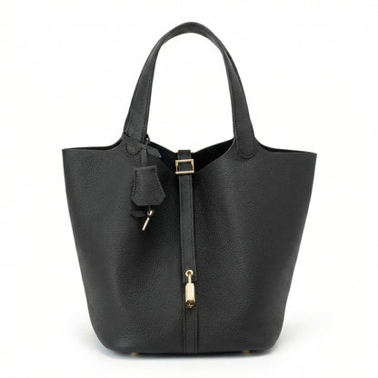 Maëlle | Women’s Leather Bucket Bag with Lock Detail