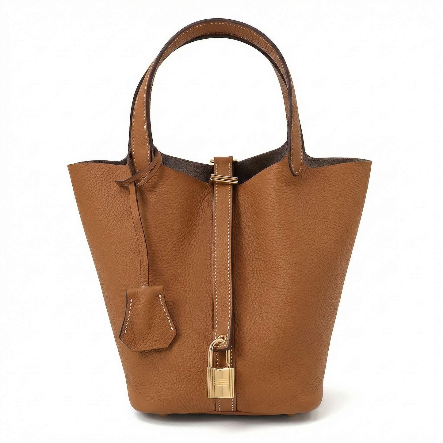 Maëlle | Women’s Leather Bucket Bag with Lock Detail