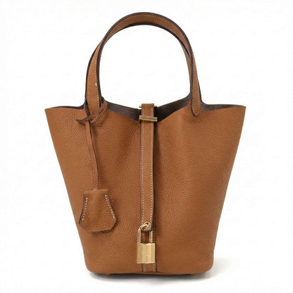 Maëlle | Women’s Leather Bucket Bag with Lock Detail