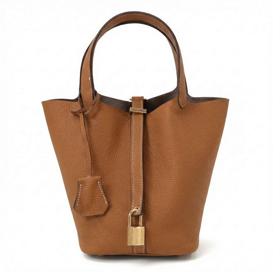 Maëlle | Women’s Leather Bucket Bag with Lock Detail