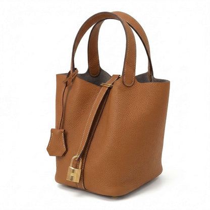 Maëlle | Women’s Leather Bucket Bag with Lock Detail