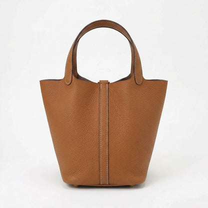 Maëlle | Women’s Leather Bucket Bag with Lock Detail