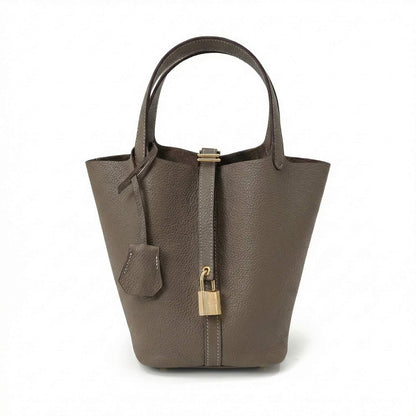Maëlle | Women’s Leather Bucket Bag with Lock Detail