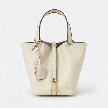 Maëlle | Women’s Leather Bucket Bag with Lock Detail