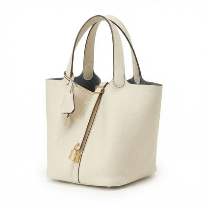 Maëlle | Women’s Leather Bucket Bag with Lock Detail