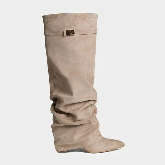 Maëlle Women’s Slouchy Suede Knee-High Boots Buckle