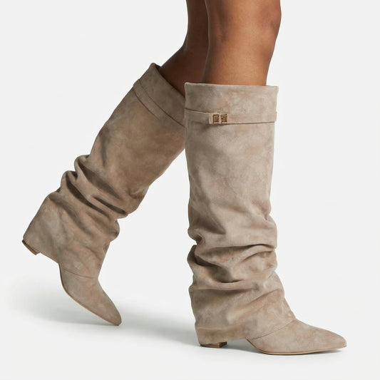 Maëlle Women’s Slouchy Suede Knee-High Boots Buckle
