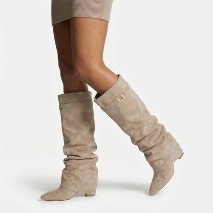 Maëlle Women’s Slouchy Suede Knee-High Boots Buckle
