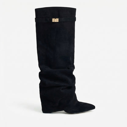 Maëlle Women’s Slouchy Suede Knee-High Boots Buckle